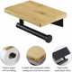 thumbnail image 4 of Black Adhesive Toilet Paper Holder with Bamboo Shelf, No-Drill Wall-Mounted SUS304 Stainless Steel Roll Holder, 4 of 5