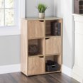 thumbnail image 1 of 6 Cube Wood Storage Shelf with Doors, Natural, 1 of 2