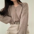 thumbnail image 1 of ZHUANQING Spring Women Long Sleeve Solid Casual Pullovers V-Neck Loose Knitted Sweaters For Women Streetwear Sweater 2024, 1 of 5