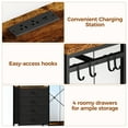 thumbnail image 5 of 3-in-1 Dresser with Clothes Rack, 4 Drawers, Charging Station, LED Lights, and Wheels, Rustic Brown Storage Chest for Bedroom, Living Room, Hallway（Ember Brown）, 5 of 10