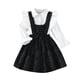 thumbnail image 1 of Odeerbi Niñas Ruffle Camisas de Algodón Con Estampado En Relieve Conjunto de Vestido de Tirantes Vestido de Dos Piezas Niños de Color Sólido A-Line Vestido de Manga Larga Flounce Top Set, 1 of 9