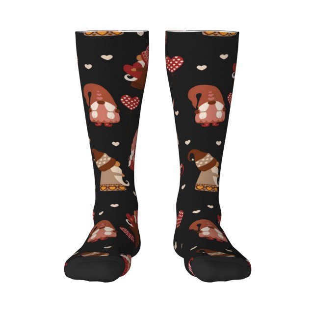 Balery Valentine Gnome Calcetines novedosos Calcetines deportivos Calcetines hasta la rodilla Calcetines de algodón Calcetines originales y geniales
