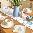 thumbnail image 4 of Easter Table Runner, Spring White Bunny Tail Colored Eggs Floral Leaf Cotton Linen Kitchen Table Decoration Washable Dining Tabletop Runners for Home Party Decor 13x60 Inches, 4 of 9