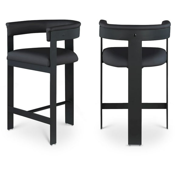 Meridian Furniture Romeo Black Vegan Leather Counter Stool (Set of 2)
