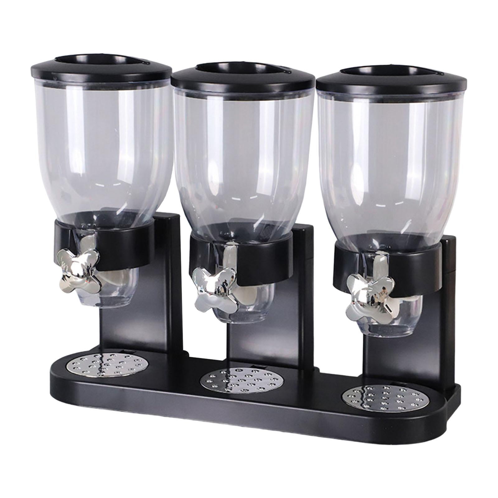 Cereal Dispenser Kitchen Container Triple Canister Display Food Storage for Nuts, Food