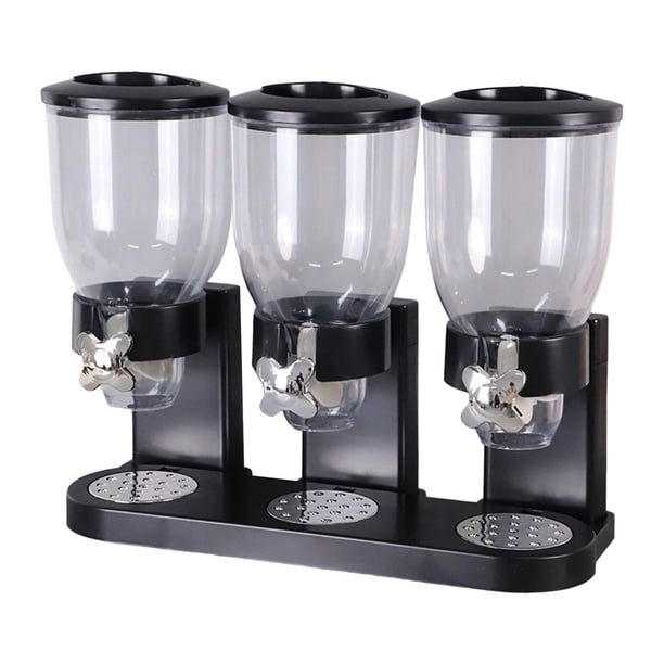 Dispensador de cereales de 1 pieza Recipiente de cocina Recipiente triple 3 Contador de organización Almacenamiento de alimentos frescos y secos para Negro Sunnimix dispensador de cereales