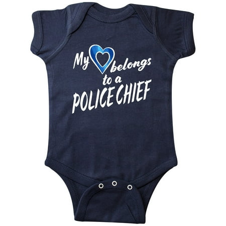 

Inktastic My Heart Belongs to a Police Chief with Blue Heart Gift Baby Boy or Baby Girl Bodysuit