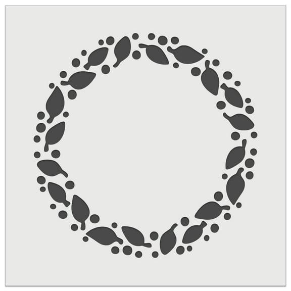 Leaves and Dots Round Border DIY Cookie Wall Craft Stencil - 5.5 Inch