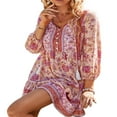thumbnail image 3 of Robe Femme Manches 3/4 Col en V Boutons devant Franges Imprimé Floral Style Boho, 3 of 7