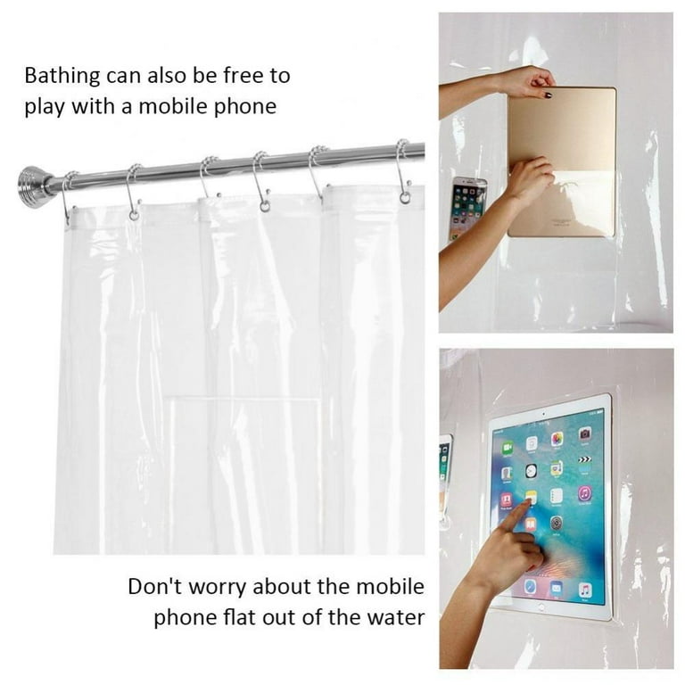 12 Pocket Shower Curtain Liner Holds Your Ipad Phone Tablet Or Baby Monitor Completely Waterproof Thick Eva 71x71 Com