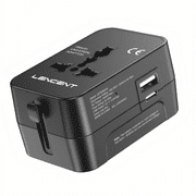 LENCENT Universal Plug adapter,International Travel Power Adapter Wordwide Charger outlet Converter,Europe Plug adapter with USB & C Ports for USA/UK/EU/AUS  in Over 200 Countries