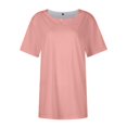 thumbnail image 4 of Tshirt Women Women's Fashionable Casual Solid Color Short Sleeved Round Neck T-shirt Top, 4 of 6
