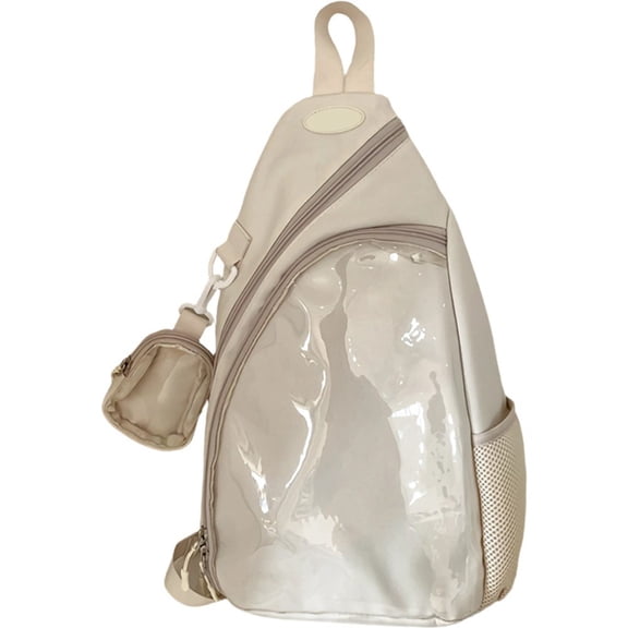 Casual Ita Bag Transparent Shoulder Bag Chest Bag Simple Pin Display Chest Pack Single Shoulder Bag Handbag Phone Bag for Women Men