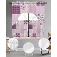 thumbnail image 2 of Boho Purple Flowers Swag Kitchen Curtains Sets for Windows 24 Inch Length, Spring Floral Botanical Patchwork Vintage Short Window Curtain Swags Valances and Tiers 3 Piece Set for Cafe/Dining Room, 2 of 5