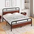 thumbnail image 3 of Einfach Queen Size Heavy Metal Bed Frame Headboard and Footboard, Dark Brown, 3 of 7