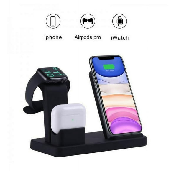 3 in 1 Wireless Qi Fast Charger Dock Stand for AirPods & Apple watch and iPhone