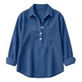 thumbnail image 5 of Stamzod Long Sleeve Tops for Women Dressy Casual Corduroy Button Up Shirt Fall Fashion Collared Work Blouse with Pocket, 5 of 8