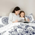 thumbnail image 5 of jejeloiu Vinatge Floral Full Size Comforter Sets,Boho Bohemian Theme Bedding Comforter Set,White Deepblue Bedding Sets For Men Women,Ultra Soft Home Decor Reversible,3 Pieces, 5 of 8