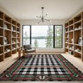 thumbnail image 2 of ODIKA 9'x12' Washable Area Rug Striped Vintage Farmhouse Border Layering Under Doormat Plaid Playful Expressive for Dining Room, Basement, Large Office, Non-Slip Chair-Friendly, 2 of 7