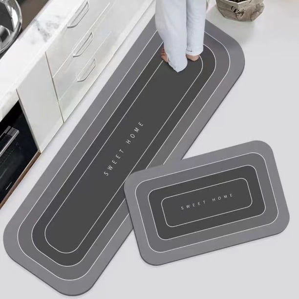 Alfombrilla de cocina moderna y sencilla con diseño de viento, resistente al agua y al aceite, para la entrada de la puerta, alfombrilla absorbente antideslizante y resistente a la suciedad