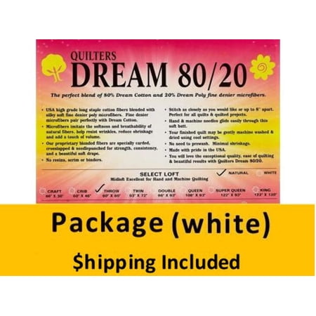 EWTHPK Dream 80/20 White Batting (Package, Throw Size(2) 60 in x 60 in) shipping included*