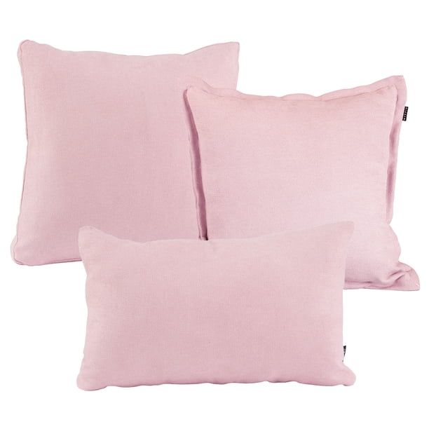 Set de 3 Cojines Decorativos Dicasa Cuadrado Cuadrado Grande Rectangular Pink Rosa