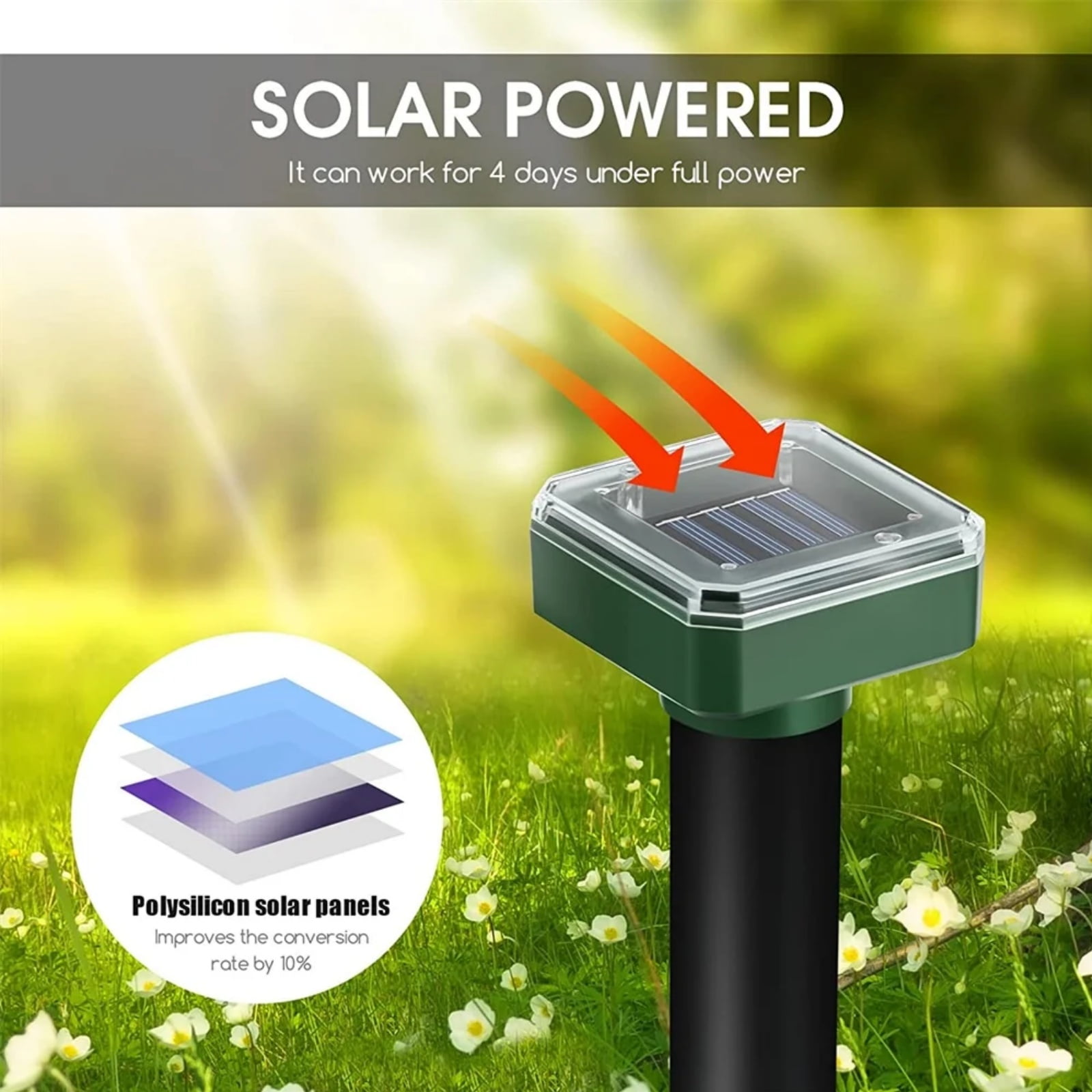 Mole Repellent Solar Powered,8 Pack Vole Repellent Outdoor Ultrasonic Powered Groundhog Deterrent Snakes Pest Rodent Sonic Vibration Stake for Lawn Garden