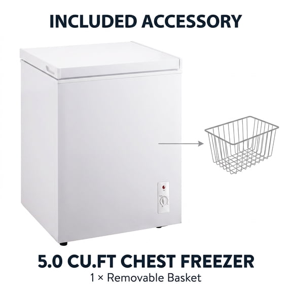 Novadexor 5.0 cu ft Chest Freezer, Deep Freezer for Garage Basement, White