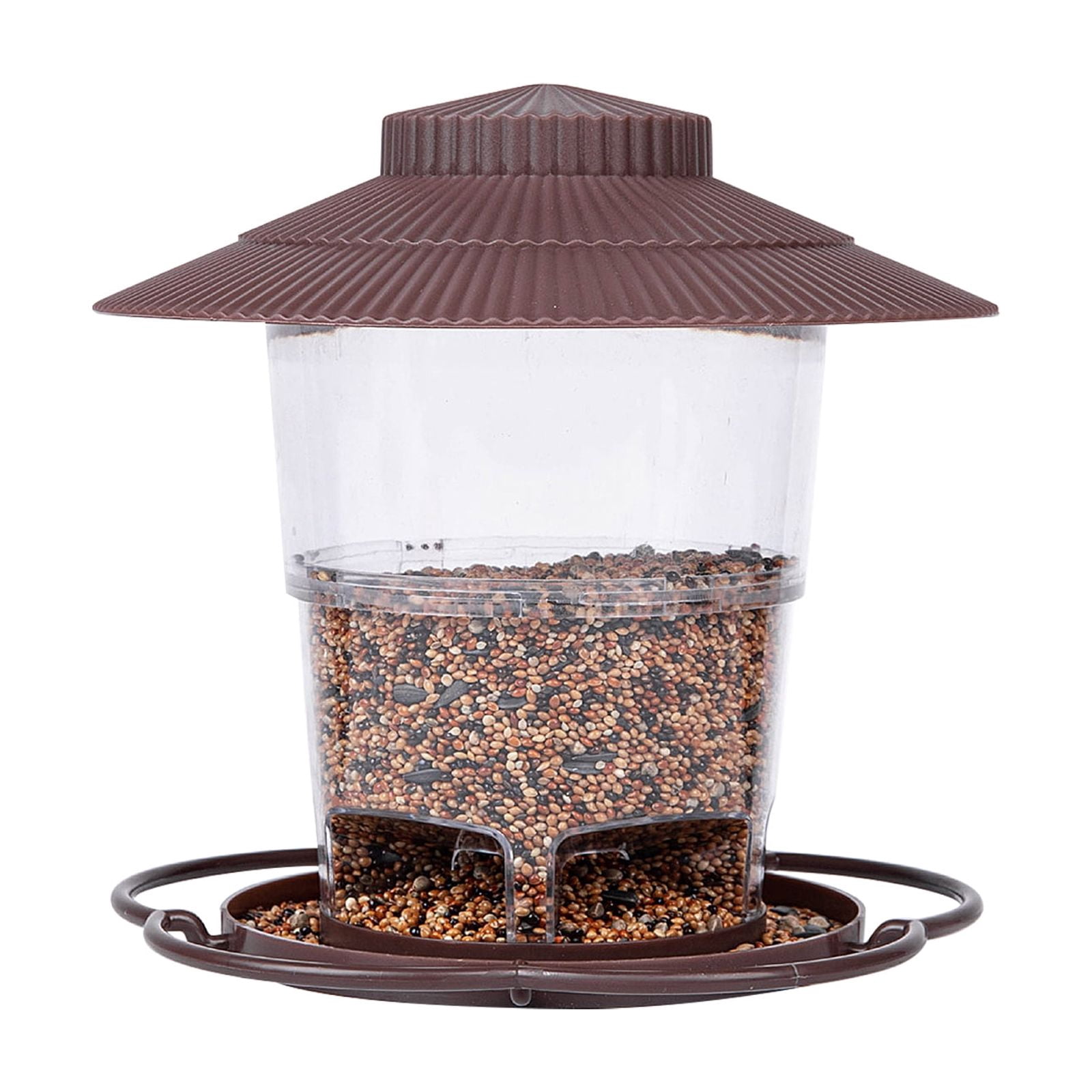 JIhuahe Bird Feeder - Outdoor Hanging Flip-Top Automatic Cover Type, Easy Refill Weatherproof Feeder for Year-Round Bird Feeding,Coffee