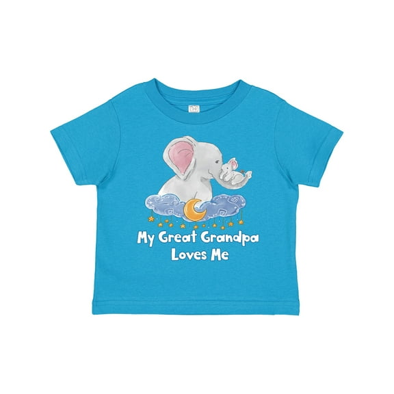 Inktastic My Great Grandpa Loves Me Cute Elephants Clouds Moon Stars Boys or Girls Toddler T-Shirt