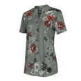 thumbnail image 4 of DYMADE Women Short Sleeve Stand-Up Collar Pullover Tops Floral Print Basic Blouse, 4 of 5