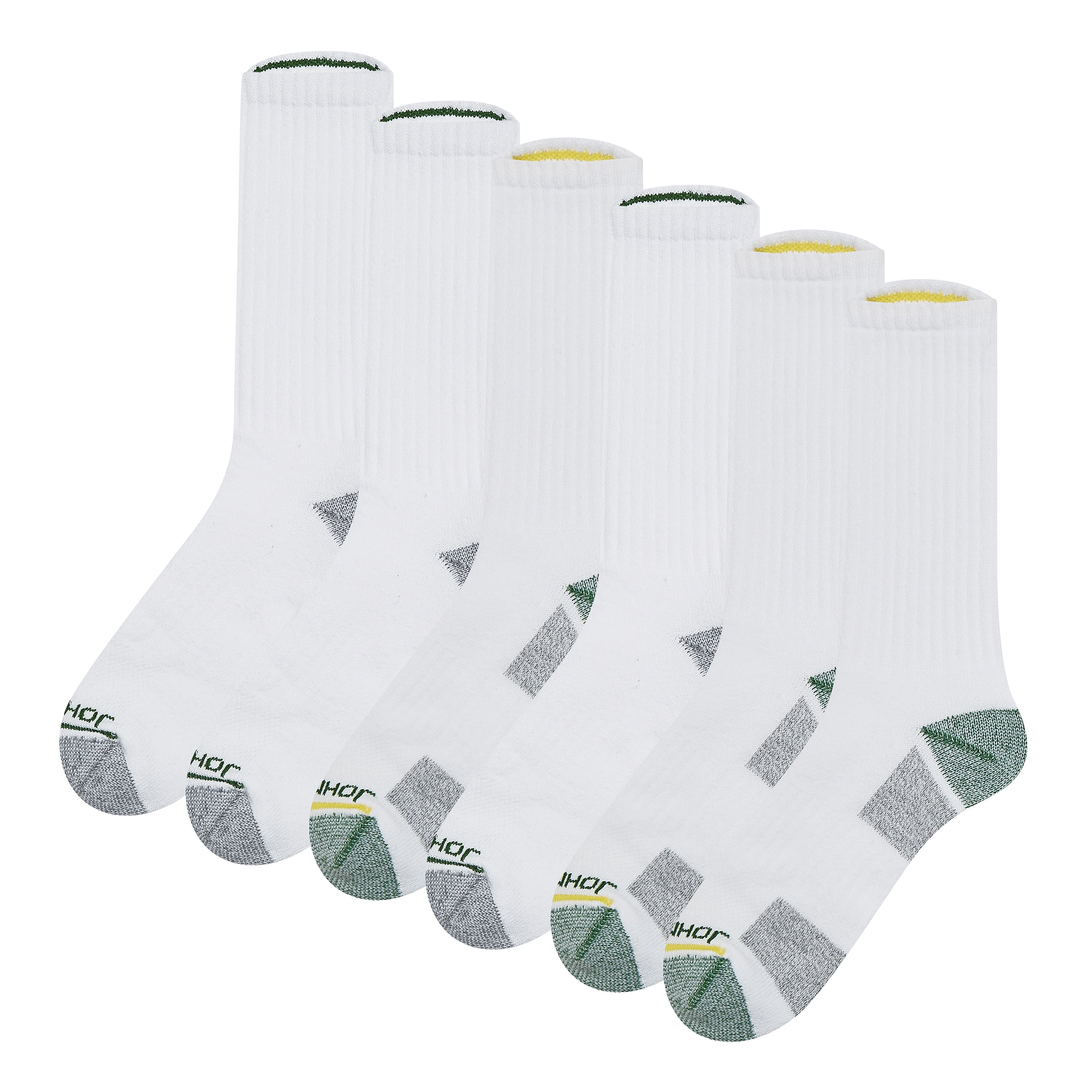 John Deere Men's Socks, Workwear Max Cushion Crew Socks, 6-Pack