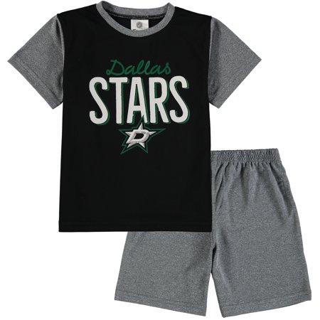 Dallas Stars Fanatics Branded Toddler Nostalgia Poly Two-Piece T-Shirt & Shorts Set - Black/Heathered Gray