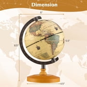 Patiojoy Antique Globe Dia 5.5-Inch Mini Rotating World Globe w/ Wooden Base