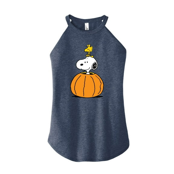 Peanuts - Snoopy Woodstock Pumpkin - Juniors High Neck Tank Top