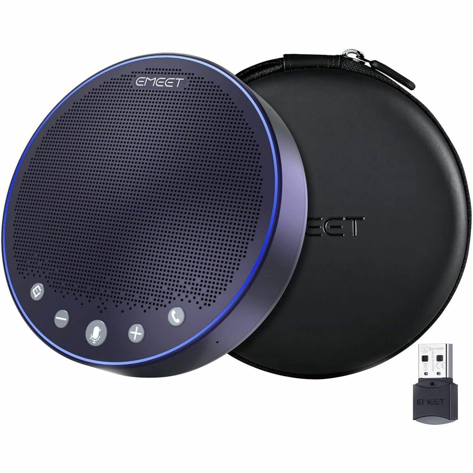 EMEET M3, Zoom Certified Speakerphone, 4 AI Mics, 360° Voice Pickup 18H Talk Time, Connect with Dongle/AUX/USB/Bluetooth5.0, can be Daisy Chained with another M3 covering 20 People in meetings,