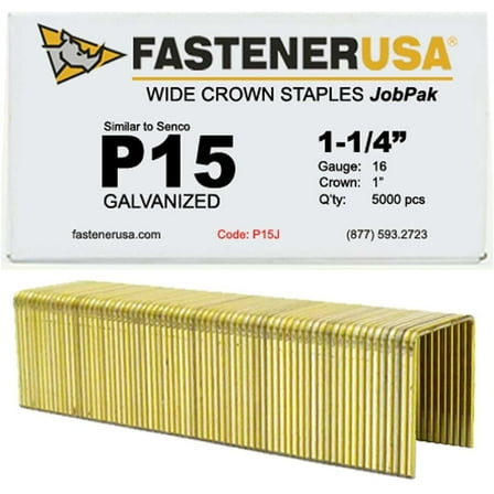 1-1/4" Leg x 1" Crown 16GA GALV P15 Staples 5,000ct | P15J