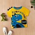 thumbnail image 2 of Toddler Kids Baby Boys Summer Cartoon Cute And Funny Dinosaur Short Sleeve Crewneck T Shirts Tops Tee Yellow And White Optional, 2 of 8