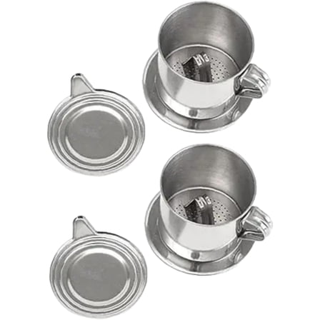 2 Set Vietnamese Coffee Filter Stainless Steel Coffee Pot Drip Infuse Cup Brewing Teapot No Need Paper Drip Coffee Pot Machine Filter Attractive processing