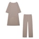 thumbnail image 1 of Conjunto de dos piezas de traje de manga larga irregular informal de algodón y lino para mujer, pantalones de pierna ancha 9848, 1 of 5