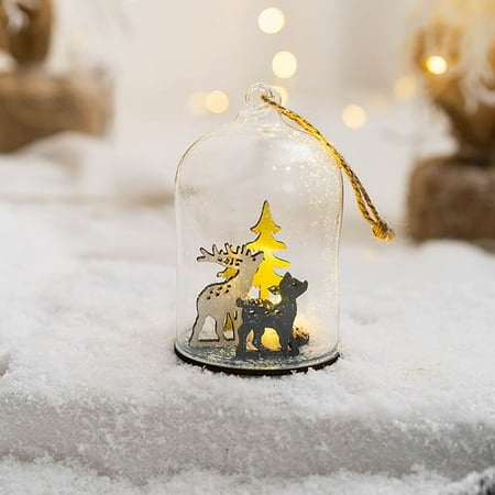 

HAXMNOU Christmas Pendant Christmas Desktop Atmosphere Decoration Glowing Glass Night Lights Christmas Tree Decoration Pendant Christmas Ornaments