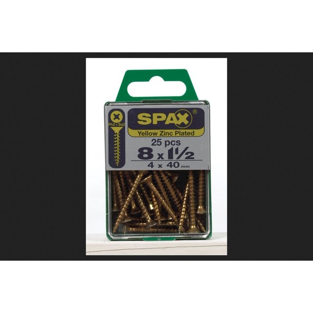 Tornillo SPAX Phillips/cuadrado, 40 mm, amarillo zinc, 25 unidades