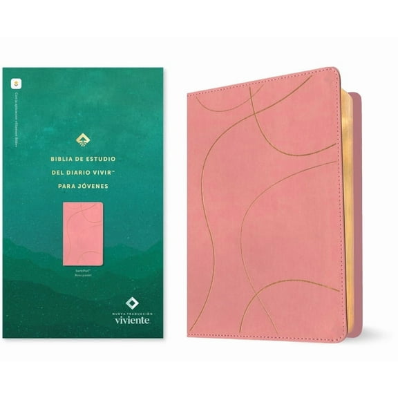 Biblia de Estudio del Diario Vivir Para Jóvenes Ntv Con Filament (Sentipiel, Rosa Pastel, Letra Roja), (Hardcover)