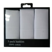 Mens 3-Pack Handkerchiefs 100% Cotton Classic Hankies Hankerchief White