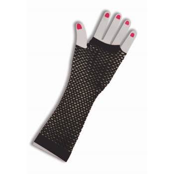 Black Fishnet Fingerless Long Gloves Halloween Costume Accessory