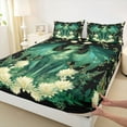 thumbnail image 3 of Castle Fairy Green Magical Dragon Twin Sheet Sets 3pcs for Children Teens Adults,Chic Floral Flowers Twin Fitted Sheet Microfiber,Retro Vintage Aesthetic Breathable Flat Sheet,Lightweight Room Decor, 3 of 7
