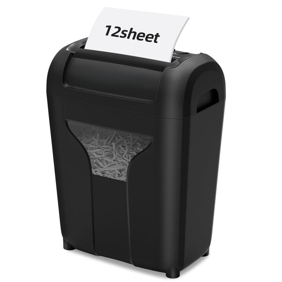 ENTU 12‑Sheet Cross‑Cut Paper Shredder for Home Office High Security Ultra‑Quiet Shredder with 4.5 Gal Bin Anti‑Jam Reverse Function Shreds Paper Credit Cards & Staples