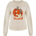 thumbnail image 3 of Chandails en Molleton d'Halloween pour Femmes Imprimé Squelette de Citrouille Surdimensionné Automne Chaud Doux Manches Longues Col Rond Pull Tops, 3 of 6