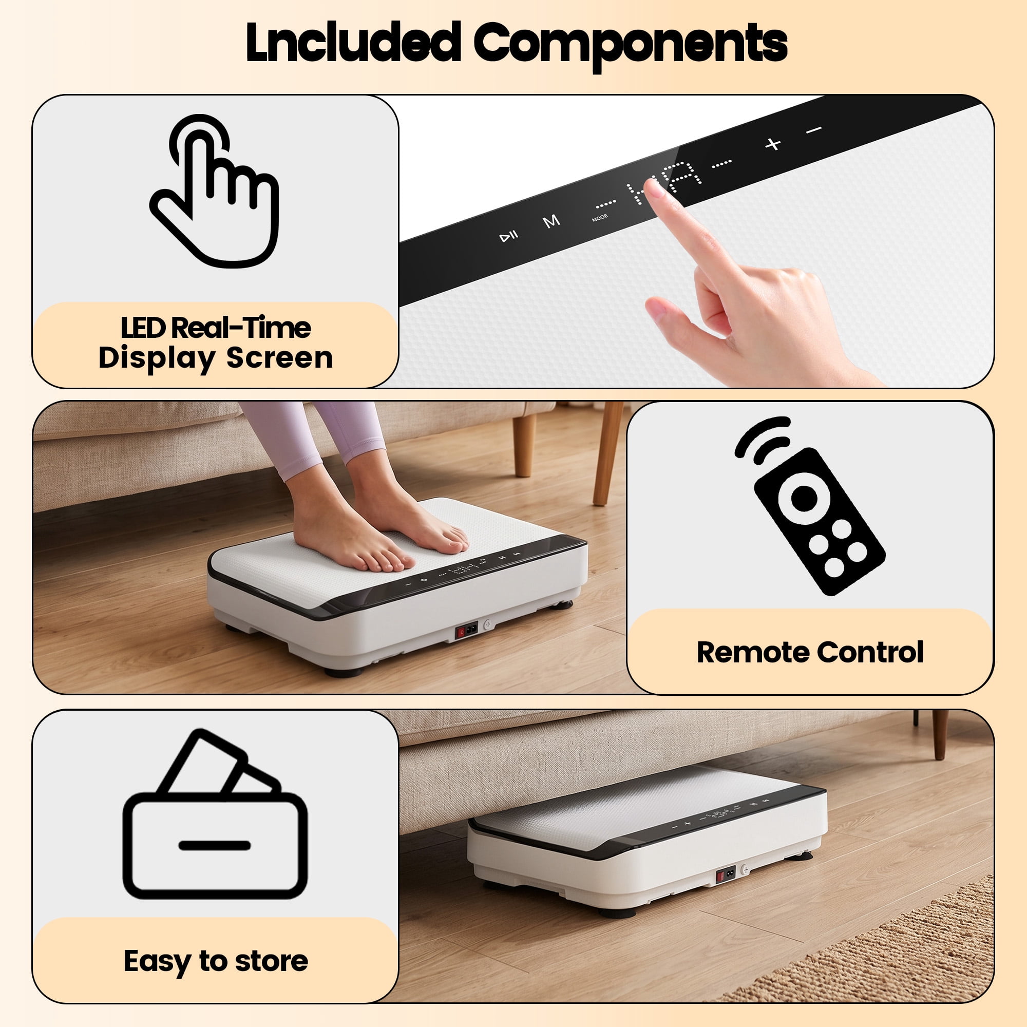 Vibration Plate Machine for Home Fitness & Whole Body Workout, Vibrating Plate for Lymphatic Drainage, 440 Lbs Exercise Machine, Vibration Fitness Platform with Remote Control, White