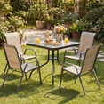 thumbnail image 6 of Pirecart 5-Piece Outdoor Patio Dining Set with 4 Textilene Chairs and Square Table, Brown, 6 of 13